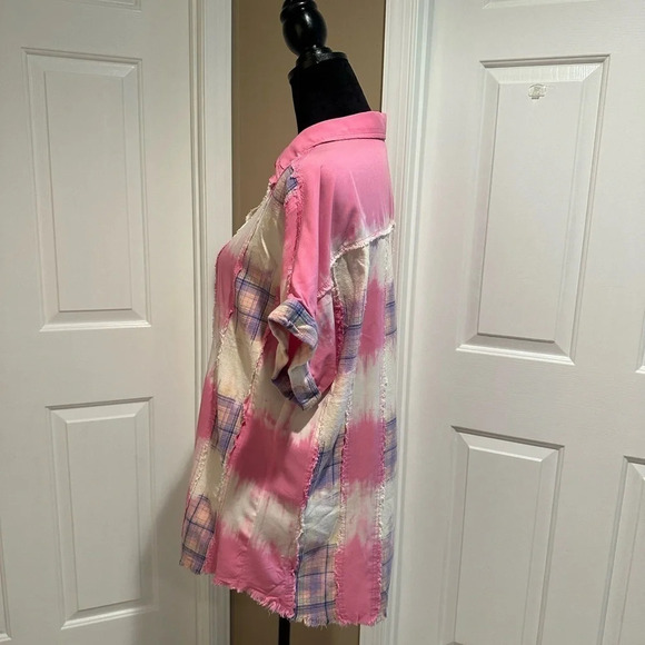 White‎ Birch woven plaid bleached button down - Picture 6 of 8